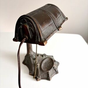 Vintage 1920s Cast Iron Desk Lamp – Art Deco – Made in Canada – 11in